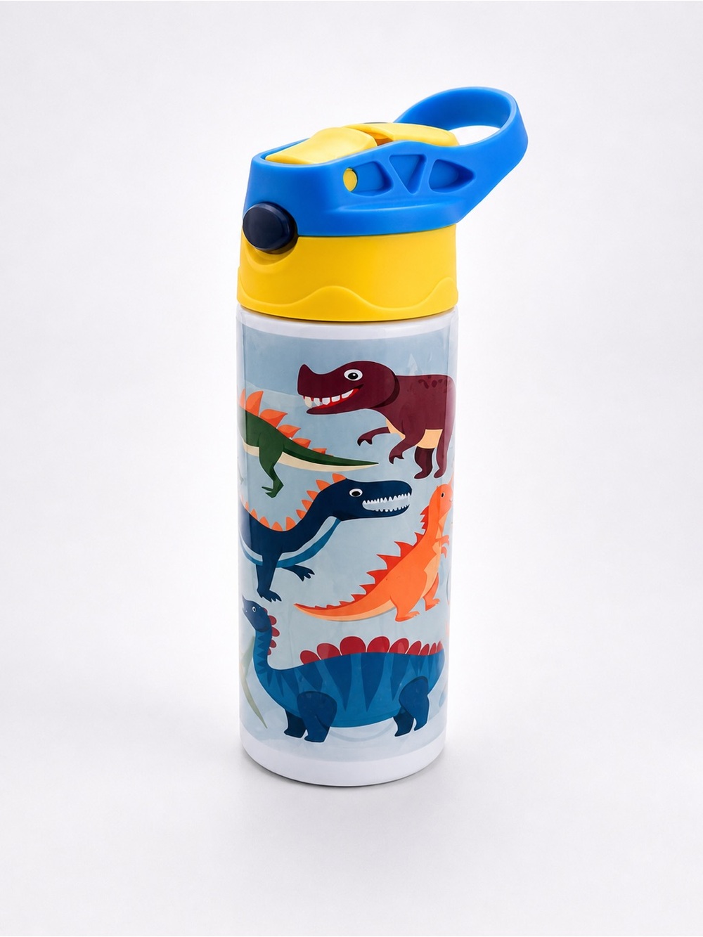Kids Dinosaur Water Bottle - Blue & Yellow